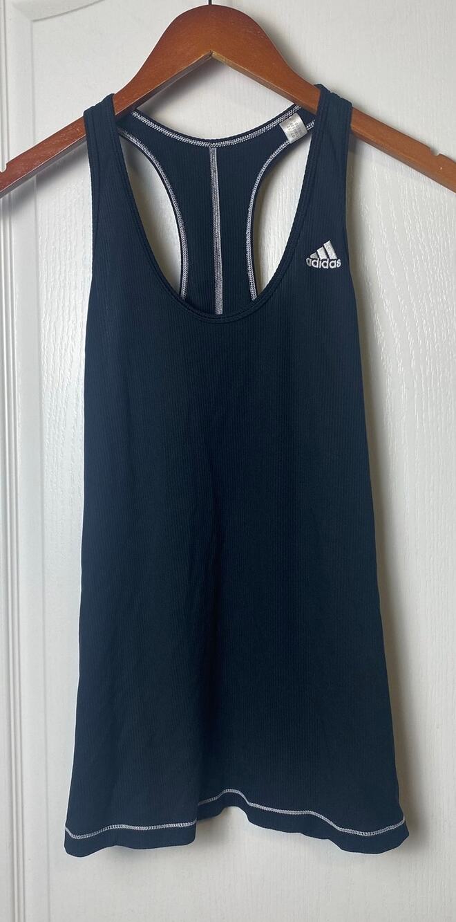 Adidas Black Ribbed Racerback Athletic Workout Tank Top Women's Size Large